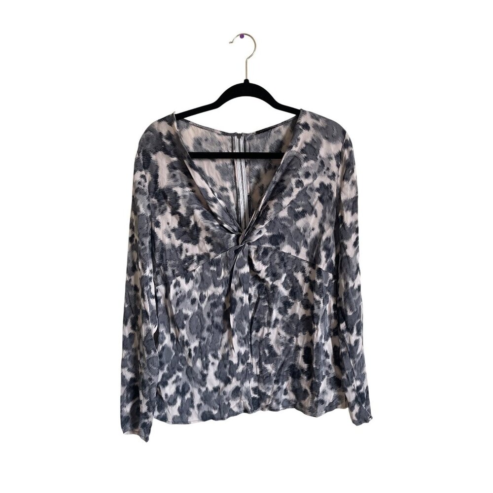 Ann Taylor Women's Size 12 98% Silk Long Sleeve Printed Blouse Lightweight